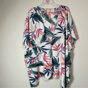 Japna Tropical Leaf Print ~ Kimono or Cover 
One Size ~Caribbean or Resort wear